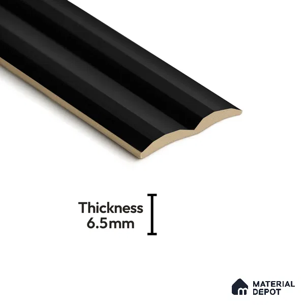 Subway Fluted Wall Tile TL 04963 B Brillo Black 12 x 3 inch Ceramic Matte Finish - 6.5 mm | Suitable for Highlighter Walls, Foyer, Bathroom, Kitchen Wall & Backsplashes