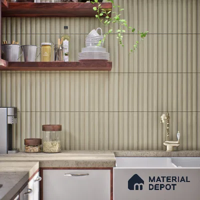 Subway Fluted Wall Tile TL 04963 C Brillo Fern Grey 12 x 3 inch Ceramic Matte Finish - 6.5 mm | Suitable for Highlighter Walls, Foyer, Bathroom, Kitchen Wall & Backsplashes (Sample)