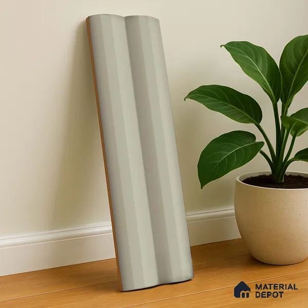 Subway Fluted Wall Tile TL 04963 C Brillo Fern Grey 12 x 3 inch Ceramic Matte Finish - 6.5 mm | Suitable for Highlighter Walls, Foyer, Bathroom, Kitchen Wall & Backsplashes (Sample)