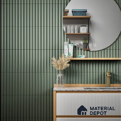 Subway Fluted Wall Tile TL 04963 D Brillo Carbon Noir 12 x 3 inch Ceramic Matte Finish - 6.5 mm | Suitable for Highlighter Walls, Foyer, Bathroom, Kitchen Wall & Backsplashes