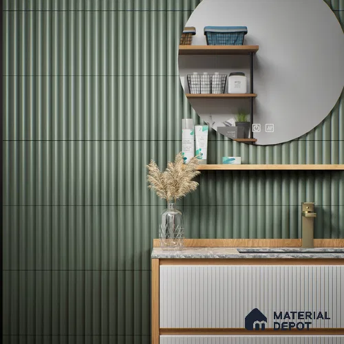 Subway Fluted Wall Tile TL 04963 D Brillo Carbon Noir 12 x 3 inch Ceramic Matte Finish - 6.5 mm | Suitable for Highlighter Walls, Foyer, Bathroom, Kitchen Wall & Backsplashes