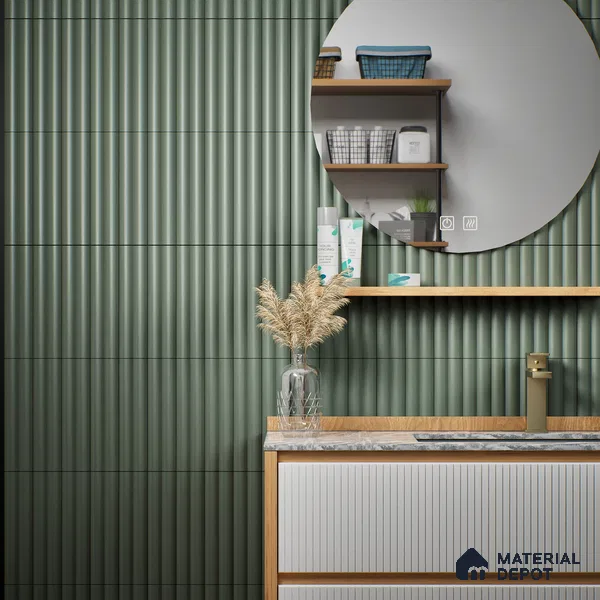 Subway Fluted Wall Tile TL 04963 D Brillo Carbon Noir 12 x 3 inch Ceramic Matte Finish - 6.5 mm | Suitable for Highlighter Walls, Foyer, Bathroom, Kitchen Wall & Backsplashes