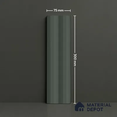 Subway Fluted Wall Tile TL 04963 D Brillo Carbon Noir 12 x 3 inch Ceramic Matte Finish - 6.5 mm | Suitable for Highlighter Walls, Foyer, Bathroom, Kitchen Wall & Backsplashes