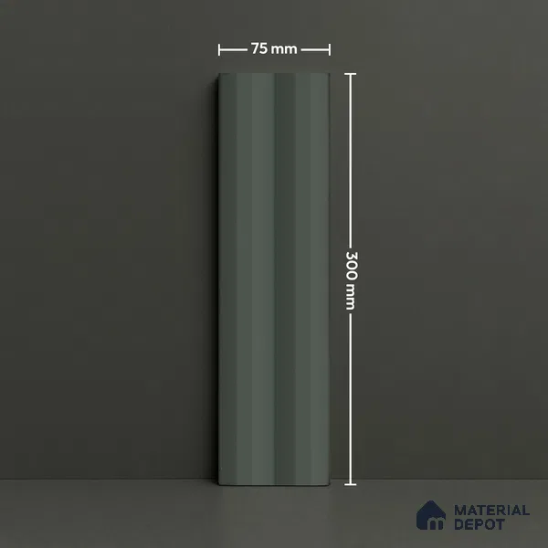 Subway Fluted Wall Tile TL 04963 D Brillo Carbon Noir 12 x 3 inch Ceramic Matte Finish - 6.5 mm | Suitable for Highlighter Walls, Foyer, Bathroom, Kitchen Wall & Backsplashes