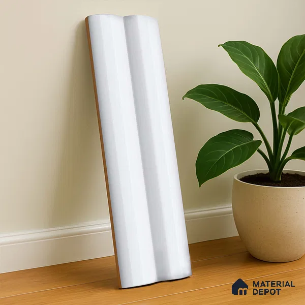 Subway Fluted Wall Tile TL 04963 E Brillo Carrara White 12 x 3 inch Ceramic Matte Finish - 6.5 mm | Suitable for Highlighter Walls, Foyer, Bathroom, Kitchen Wall & Backsplashes (Sample)