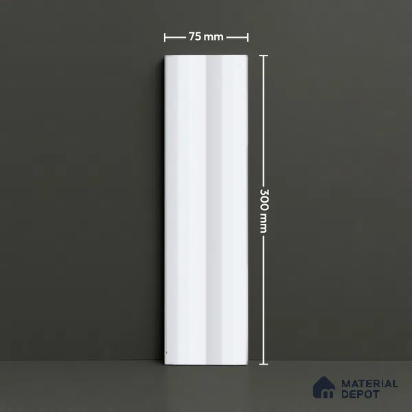 Subway Fluted Wall Tile TL 04963 E Brillo Carrara White 12 x 3 inch Ceramic Matte Finish - 6.5 mm | Suitable for Highlighter Walls, Foyer, Bathroom, Kitchen Wall & Backsplashes (Sample)