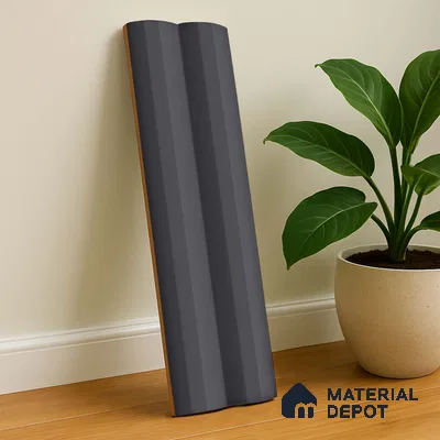 Subway Fluted Wall Tile TL 04963 F Brillo Obsidian Gleam 12 x 3 inch Ceramic Matte Finish - 6.5 mm | Suitable for Highlighter Walls, Foyer, Bathroom, Kitchen Wall & Backsplashes (Sample)