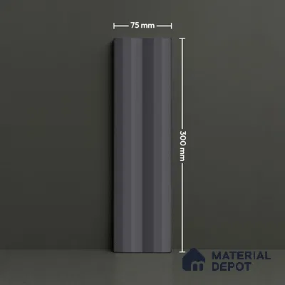Subway Fluted Wall Tile TL 04963 F Brillo Obsidian Gleam 12 x 3 inch Ceramic Matte Finish - 6.5 mm | Suitable for Highlighter Walls, Foyer, Bathroom, Kitchen Wall & Backsplashes (Sample)