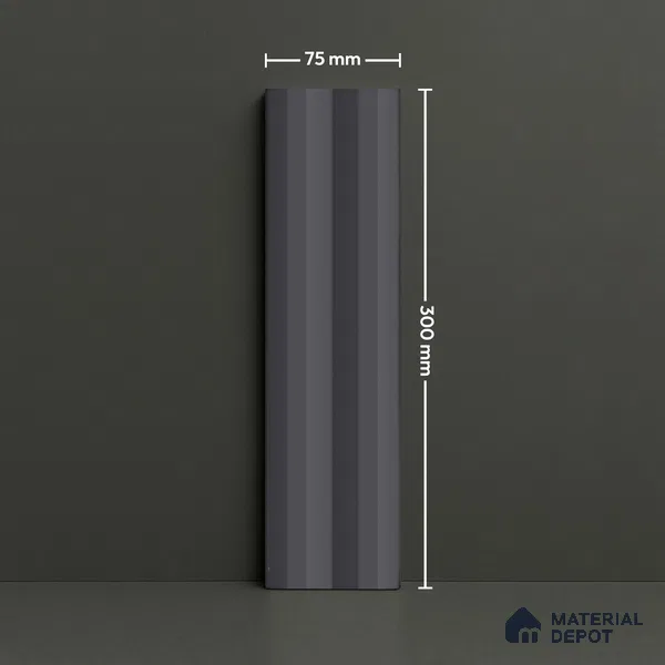 Subway Fluted Wall Tile TL 04963 F Brillo Obsidian Gleam 12 x 3 inch Ceramic Matte Finish - 6.5 mm | Suitable for Highlighter Walls, Foyer, Bathroom, Kitchen Wall & Backsplashes (Sample)