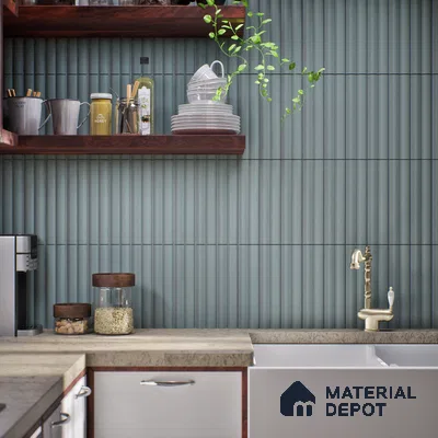 Subway Fluted Wall Tile TL 04963 G Brillo Raven Pearl 12 x 3 inch Ceramic Matte Finish - 6.5 mm | Suitable for Highlighter Walls, Foyer, Bathroom, Kitchen Wall & Backsplashes (Sample)