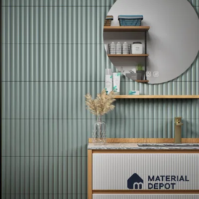 Subway Fluted Wall Tile TL 04963 G Brillo Raven Pearl 12 x 3 inch Ceramic Matte Finish - 6.5 mm | Suitable for Highlighter Walls, Foyer, Bathroom, Kitchen Wall & Backsplashes (Sample)