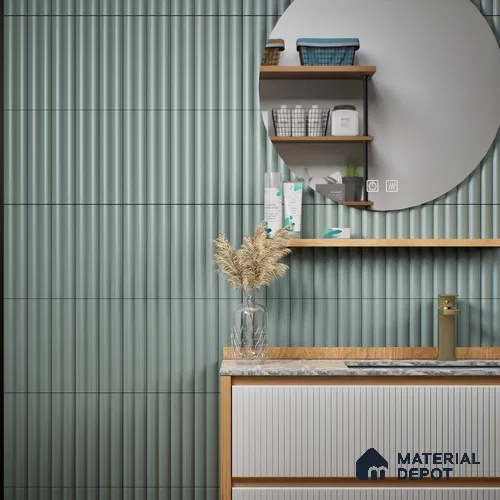 Subway Fluted Wall Tile TL 04963 G Brillo Raven Pearl 12 x 3 inch Ceramic Matte Finish - 6.5 mm | Suitable for Highlighter Walls, Foyer, Bathroom, Kitchen Wall & Backsplashes