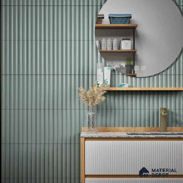 Subway Fluted Wall Tile TL 04963 G Brillo Raven Pearl 12 x 3 inch Ceramic Matte Finish - 6.5 mm | Suitable for Highlighter Walls, Foyer, Bathroom, Kitchen Wall & Backsplashes (Sample)