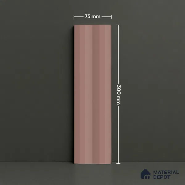 Subway Fluted Wall Tile TL 04963 H Brillo Rustic Earth 12 x 3 inch Ceramic Matte Finish - 6.5 mm | Suitable for Highlighter Walls, Foyer, Bathroom, Kitchen Wall & Backsplashes (Sample)