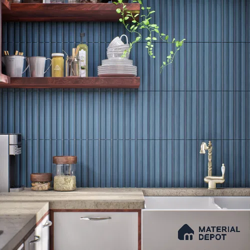 Subway Fluted Wall Tile TL 04963 I Brillo Paprica Ash 12 x 3 inch Ceramic Matte Finish - 6.5 mm | Suitable for Highlighter Walls, Foyer, Bathroom, Kitchen Wall & Backsplashes
