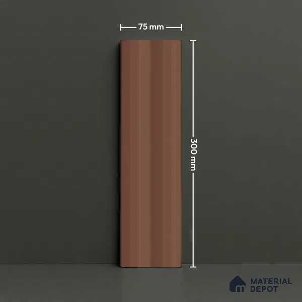Subway Fluted Wall Tile TL 04963 J Brillo Cedar Bark 12 x 3 inch Ceramic Matte Finish - 6.5 mm | Suitable for Highlighter Walls, Foyer, Bathroom, Kitchen Wall & Backsplashes (Sample)