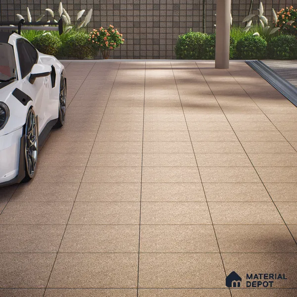 Parking Floor Tile TL 02332 B Dark 16 x 16 inch Vitrified Anti Skid Matte Finish Heavy Duty Tile - 12 mm | Suitable For Bathroom, Heavy Traffic Areas | Pattern Alignment May Vary | 2-3 mm Spacer is Mandatory
