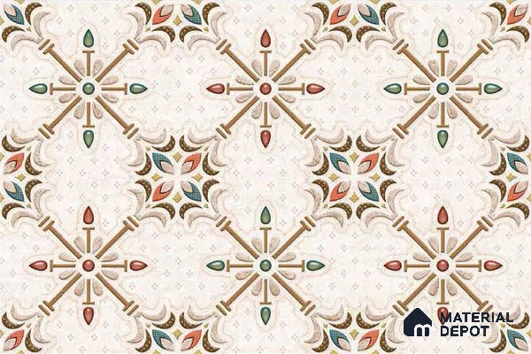 TL 03714 B Highlighter Floral Cream 18 x 12 inch Glossy Finish Ceramic Wall Tile - 7 mm