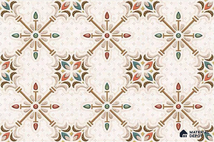 TL 03714 B Highlighter Floral Cream 18 x 12 inch Glossy Finish Ceramic Wall Tile - 7 mm