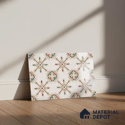 TL 03714 B Highlighter Floral Cream 18 x 12 inch Glossy Finish Ceramic Wall Tile - 7 mm