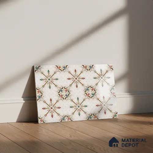 TL 03714 B Highlighter Floral Cream 18 x 12 inch Glossy Finish Ceramic Wall Tile - 7 mm