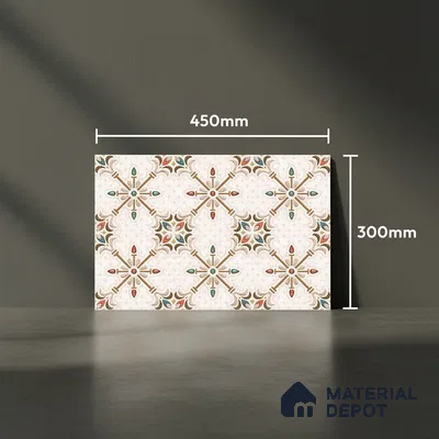 TL 03714 B Highlighter Floral Cream 18 x 12 inch Glossy Finish Ceramic Wall Tile - 7 mm