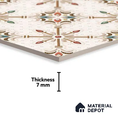 TL 03714 B Highlighter Floral Cream 18 x 12 inch Glossy Finish Ceramic Wall Tile - 7 mm
