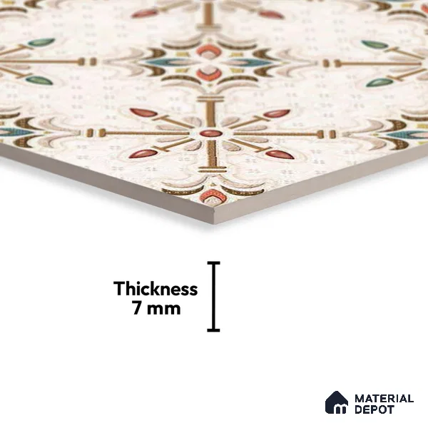 TL 03714 B Highlighter Floral Cream 18 x 12 inch Glossy Finish Ceramic Wall Tile - 7 mm