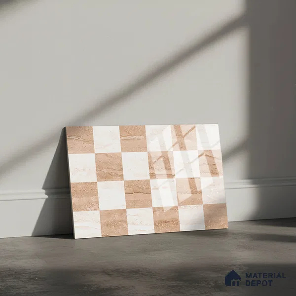 TL 02423 C Highlighter Earth Brown & Cream 18 x 12 inch Glossy Finish Ceramic Wall Tile - 7 mm