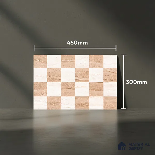 TL 02423 C Highlighter Earth Brown & Cream 18 x 12 inch Glossy Finish Ceramic Wall Tile - 7 mm