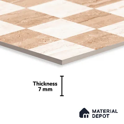 TL 02423 C Highlighter Earth Brown & Cream 18 x 12 inch Glossy Finish Ceramic Wall Tile - 7 mm