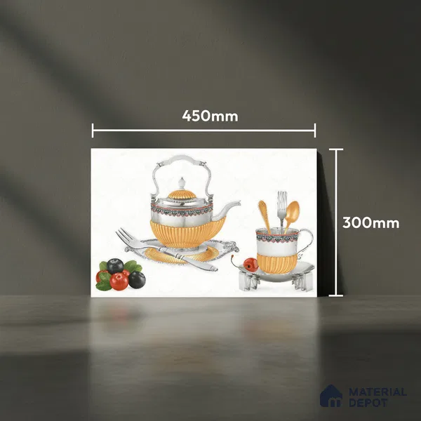 TL 01767 B KT 1 kettle White 18 x 12 inch Glossy Finish Ceramic Wall Tile - 7 mm