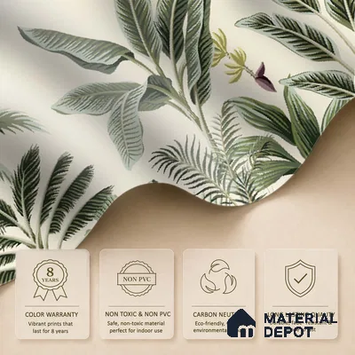 701912 - Light Green Trees in Tropical Room Wallpaper Indrani Series Canvas Tropical Design (Customised Size Wallpaper )
