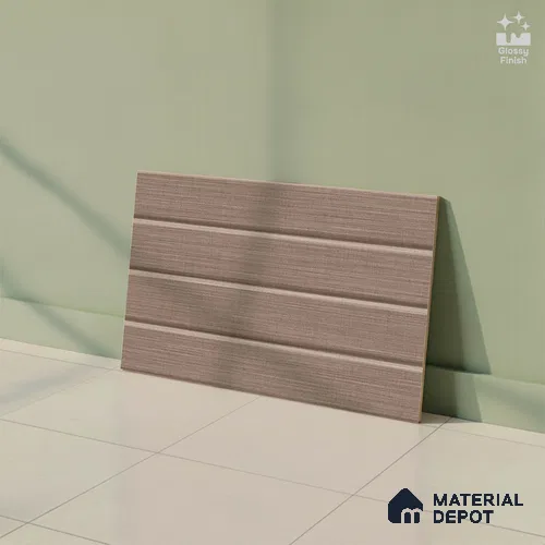 Fabric Wall Tile TL 02420 B Dark Chocolate Brown 18 x 12 inch Glossy Finish Ceramic Tile - 7 mm