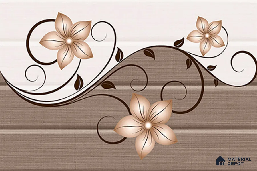TL 02420 C Highlighter Brown & Cream 18 x 12 inch Glossy Finish Ceramic Wall Tile - 7 mm