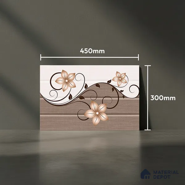 TL 02420 C Highlighter Brown & Cream 18 x 12 inch Glossy Finish Ceramic Wall Tile - 7 mm