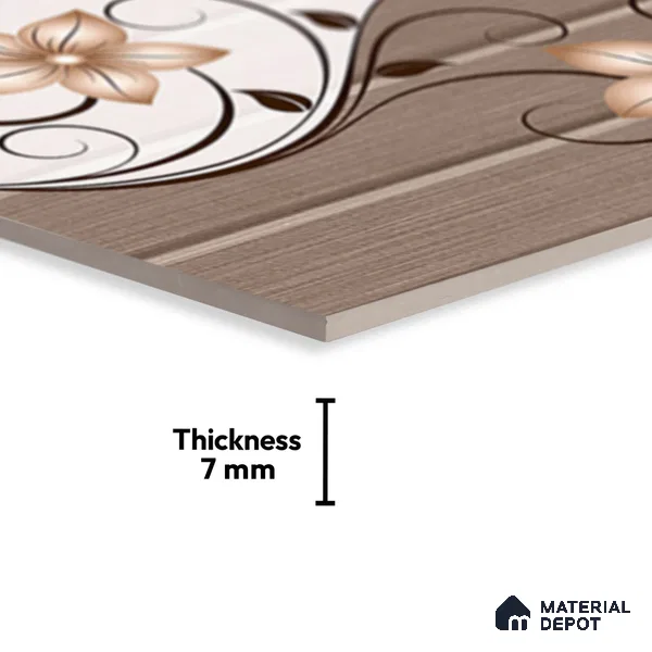 TL 02420 C Highlighter Brown & Cream 18 x 12 inch Glossy Finish Ceramic Wall Tile - 7 mm