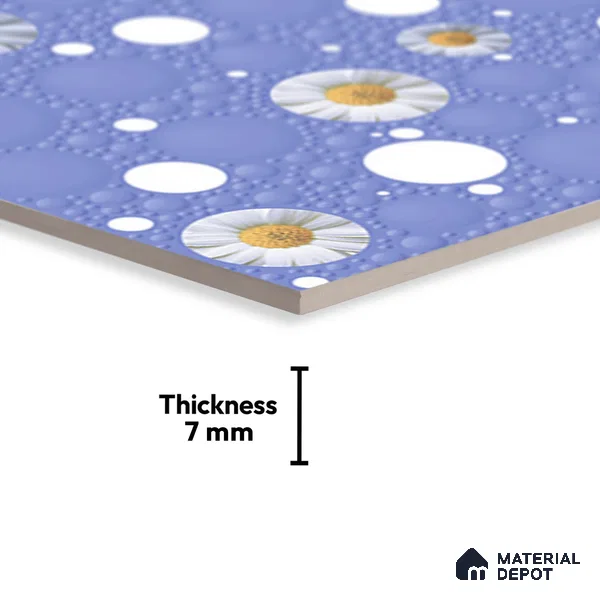 Highlighter Wall Tile TL 02425 B Dark Aqua Blue & White 18 x 12 inch Glossy Finish Ceramic Wall Tile - 7 mm
