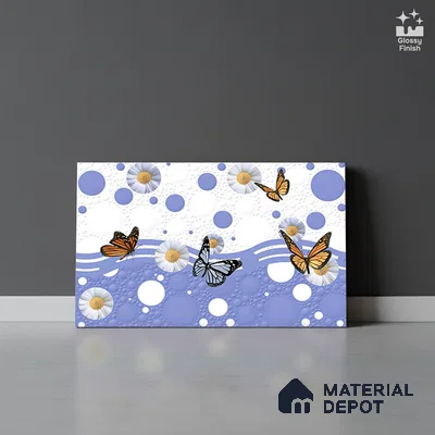 TL 02425 C Highlighter White & Blue 18 x 12 inch Glossy Finish Ceramic Wall Tile - 7 mm