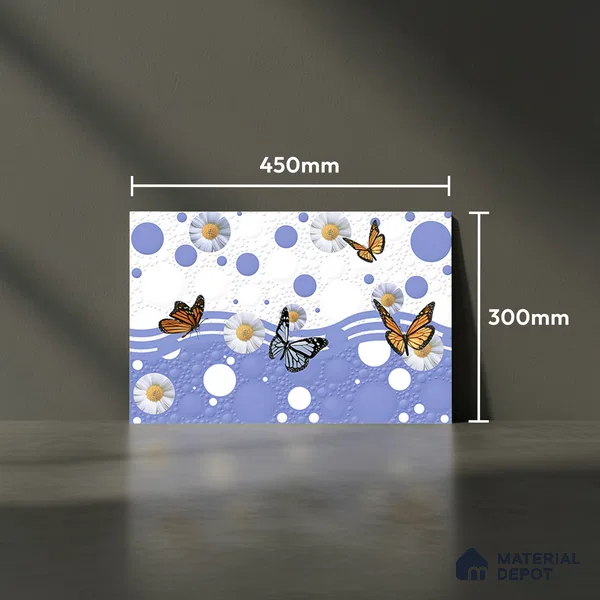 TL 02425 C Highlighter White & Blue 18 x 12 inch Glossy Finish Ceramic Wall Tile - 7 mm