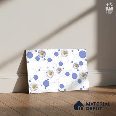 Highlighter Wall Tile TL 02425 A Light Snow White & Blue 18 x 12 inch Glossy Finish Ceramic Wall Tile - 7 mm