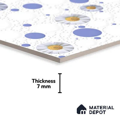 Highlighter Wall Tile TL 02425 A Light Snow White & Blue 18 x 12 inch Glossy Finish Ceramic Wall Tile - 7 mm