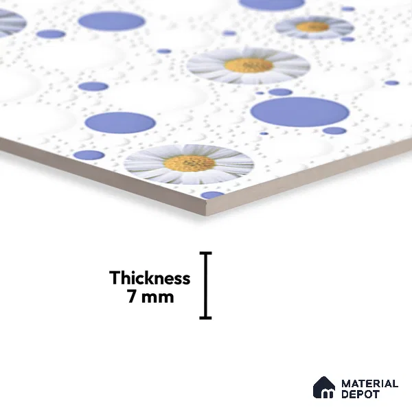 Highlighter Wall Tile TL 02425 A Light Snow White & Blue 18 x 12 inch Glossy Finish Ceramic Wall Tile - 7 mm