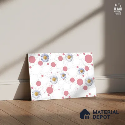 Highlighter Wall Tile TL 02426 A Light Snow White & Red 18 x 12 inch Glossy Finish Ceramic Wall Tile - 7 mm