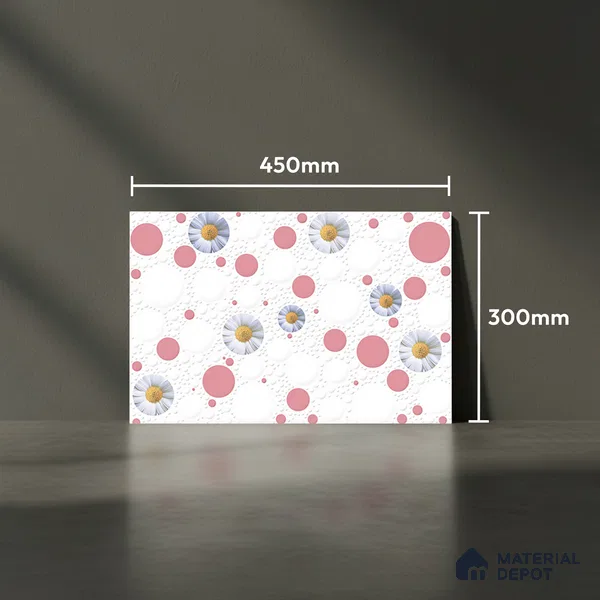Highlighter Wall Tile TL 02426 A Light Snow White & Red 18 x 12 inch Glossy Finish Ceramic Wall Tile - 7 mm