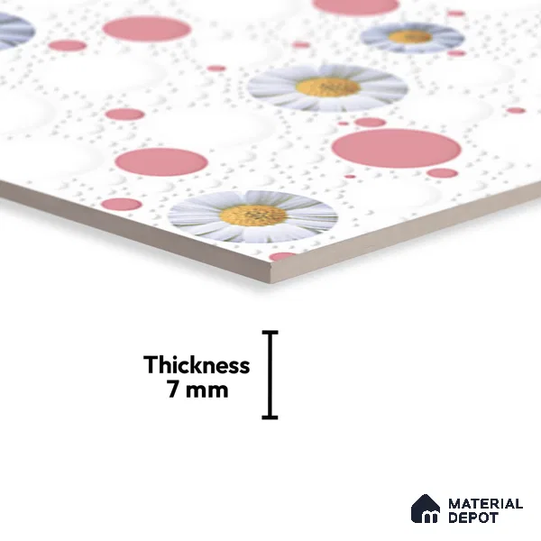 Highlighter Wall Tile TL 02426 A Light Snow White & Red 18 x 12 inch Glossy Finish Ceramic Wall Tile - 7 mm