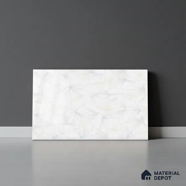 Patterned Wall Tile TL 01770 A Light Undyed White 18 x 12 inch Glossy Finish Ceramic Tile - 7 mm