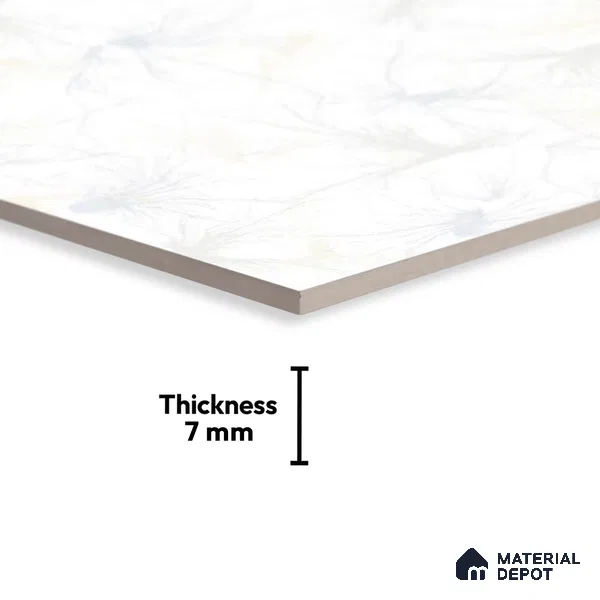 Patterned Wall Tile TL 01770 A Light Undyed White 18 x 12 inch Glossy Finish Ceramic Tile - 7 mm