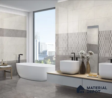 Kitchen Wall Tile TL 05388 D Bistro Mosa Grey Dark 2 ft x 1 ft Ceramic Glossy Finish - 9 mm | Suitable For Kitchen, Bathroom Walls and Backsplashes (Sample)