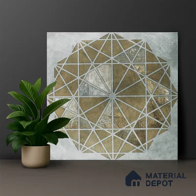 Moroccan Wall & Floor Tile TL 00890 B Liner Grey Decor 2 ft x 2 ft Carving Matte Finish Vitrified Tile - 9 mm | Suitable For Kitchen, Bathroom, Dining Area | Please Expect a Slight Variation of Pattern (Sample)